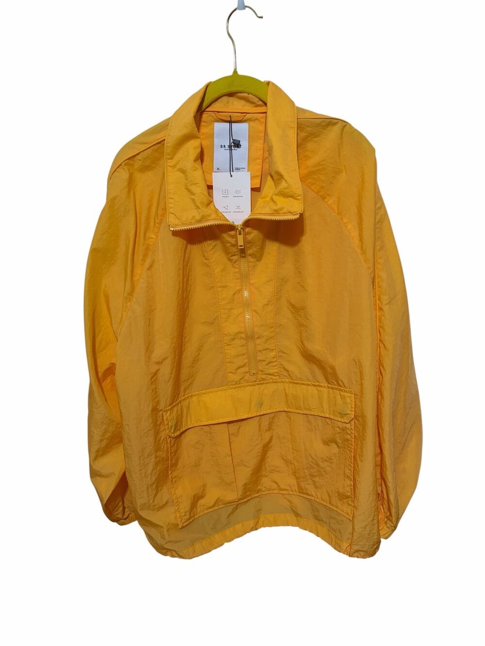 BR Sport Banana Republic Yellow Half Zip Pullover Windbreaker Jacket XL NWT
